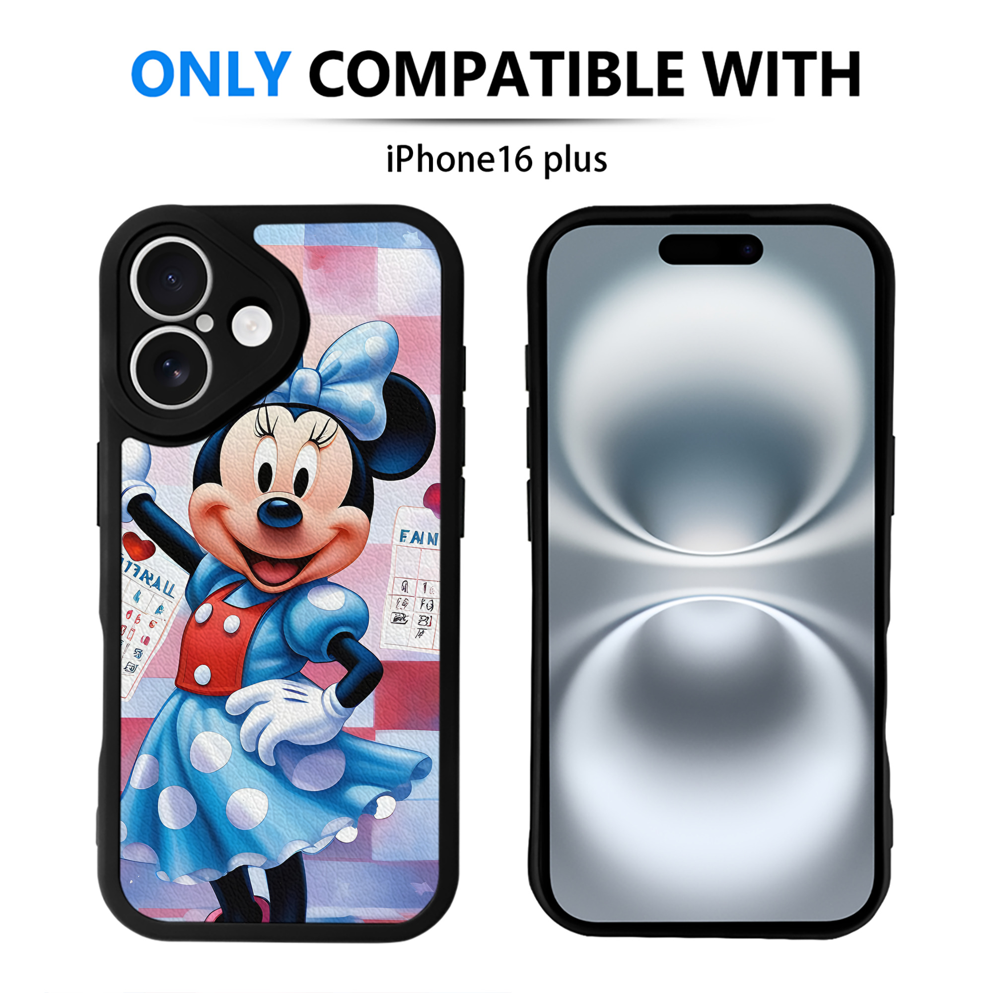 （画像用） ミッキーマウス Mickey Mouse 【iPhone 16シリーズ対応】シリコンスマホケース（レザー調） 材質：シリコン